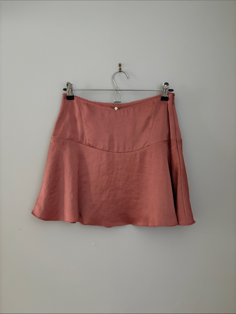 Aritzia Rose Pink A-Line Satin Skirt